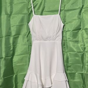 Chic White Spaghetti Strap Mini Dress